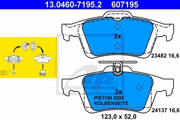 ATE 13.0460-7195.2 Brake Pad Set, disc brake for FORD, MAZDA, OPEL, SAAB, VOLVO