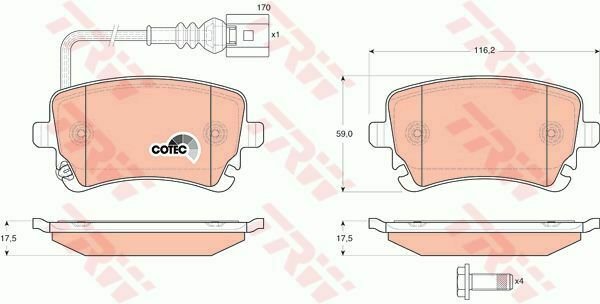 TRW GDB1557 Brake Pad Set, disc brake for BENTLEY, VW