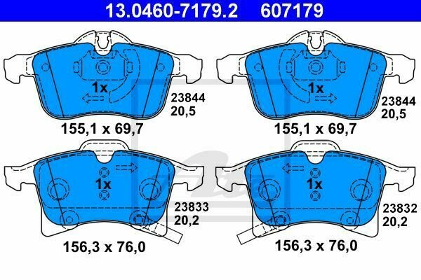 ATE 13.0460-7179.2 Brake Pad Set, disc brake for OPEL
