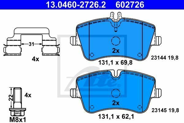 ATE 13.0460-2726.2 Brake Pad Set, disc brake for MERCEDES-BENZ