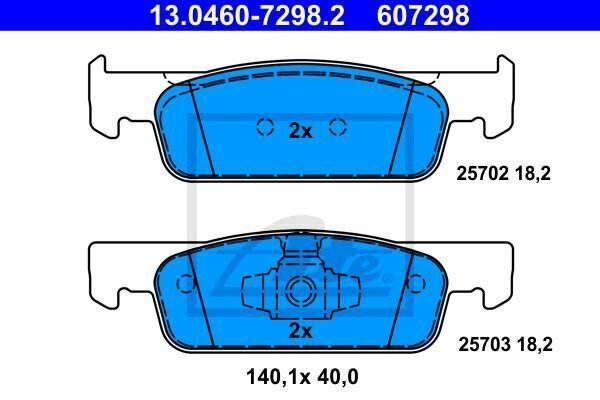 ATE 13.0460-7298.2 Brake Pad Set, disc brake for DACIA, RENAULT, SMART