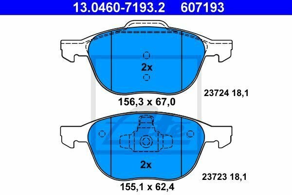 ATE 13.0460-7193.2 Brake Pad Set, disc brake for FORD, MAZDA, VOLVO