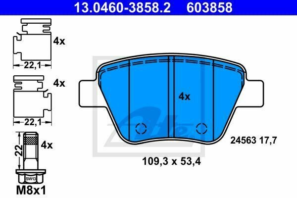 ATE 13.0460-3858.2 Brake Pad Set, disc brake for AUDI, SEAT, SKODA, VW