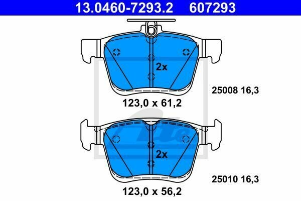 ATE 13.0460-7293.2 Brake Pad Set, disc brake for AUDI, SEAT, SKODA, VW