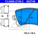 ATE 13.0460-2749.2 Brake Pad Set, disc brake for AUDI, SEAT, SKODA, VW