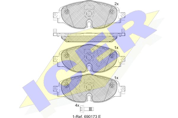 ICER 182111-204 Brake Pad Set, disc brake for AUDI, SEAT, SKODA, VW