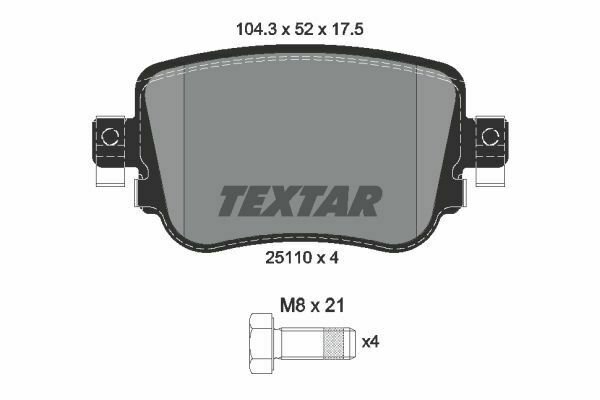 TEXTAR 2511001 Brake Pad Set, disc brake for AUDI, SEAT, SKODA, VW