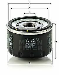 MANN W75/3 Oil Filter for ALFA ROMEO, ALPINE, DACIA, JEEP, LANCIA, LIGIER, MITSU