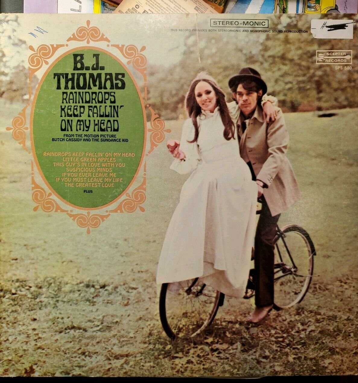 BJ Thomas Raindrops Keep Fallin' On My Head Vinyl Record LP