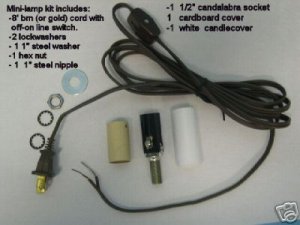 Mini-lamp kit with cand skt and cord with line switch