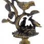 Lamp parts: ANTIQUE BRASS "BIRDS ON A NEST" LAMP SHADE FINIAL