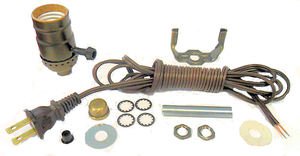 antique brass-plated lamp kits: off/on sockets, 8' brown cord          TD-401X