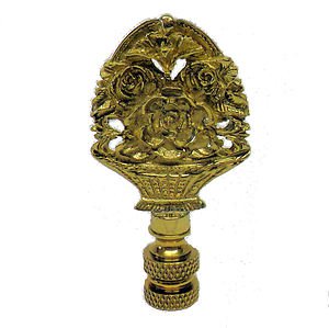 Lamp parts: solid brass flower basket lamp shade finial