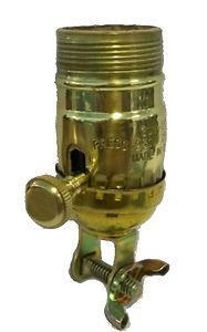 Lamp parts: solid brass off/on socket w/wing nut