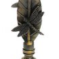 Lamp parts: ANTIQUE BRASS DRAGONFLIES ON A LEAF LAMP SHADE FINIAL