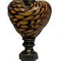 Lamp parts: ANT BRASS HEART-SHAPED TIGER GLASS LAMP SHADE FINIAL