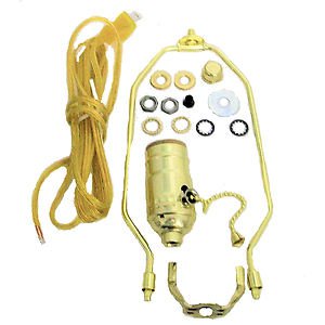lamp part kits: 8' gold cord,pull-ch skt, 8" harp
