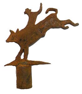 RUSTIC METAL BULL RIDER LAMP SHADE FINIAL  TF-17