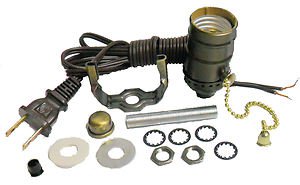 Antique brass lamp kit: brown cord, off/on pull-chain skt BRASS CHAIN TD-401PC