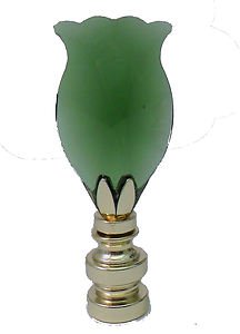 Lamp parts:CLEAR GREEN GLASS TULIP LAMP SHADE FINIAL