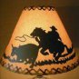 Lot of 4 rustic 16"  lamp shades cowboy roping calf