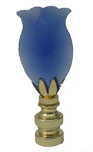 Lamp parts:CLEAR BLUE GLASS TULIP LAMP SHADE FINIAL