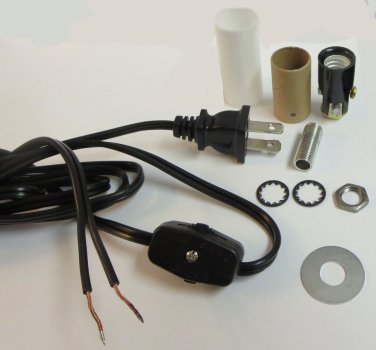 Mini-lamp kit candle skt- black cord -cord w/ line switch  TD-400BLK