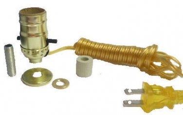PRE-WIRED BOTTLE LAMP KITS/ GOLD CORD    5/8" RUBBER ADAPTER