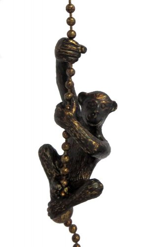Metal monkey fan or socket pull gold/black wash