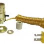 Pre-wired BRASS-PLATED bottle lamp kits/ GOLD CORD    3/4" rubber adapter