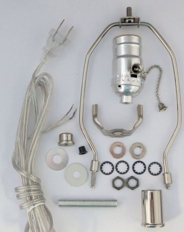 silver lamp kits- off/on pull-chain, 7" harp, neck TD-397PC