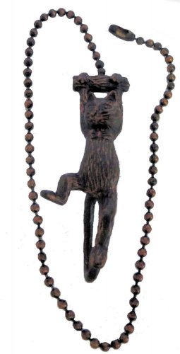HANGING CAT FAN OR SOCKET PULL- COPPER/BLACK WASH