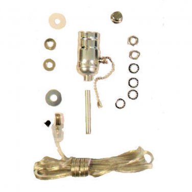 SILVER LAMP KITS- OFF/ON PULL-CHAIN, 8' SILVER CORD  TD-397PC