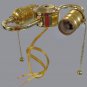 Pre-wired 2-lite PULL-CHAIN s-arm BRASS-PLATED s-arm w/ standard-based sockets