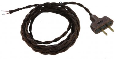 8' TWISTED BROWN RAYON CORD WITH PLUG