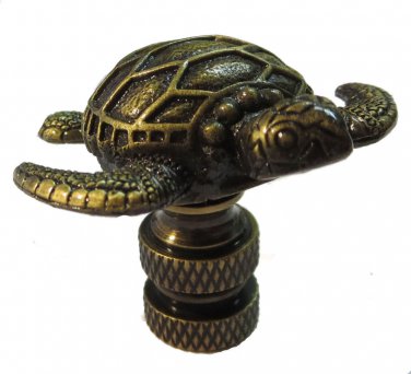 ANTIQUE BRASS SEA TURTLE LAMP SHADE FINIAL