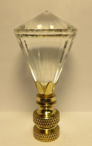 CUT CRYSTAL DIAMOND-SHAPED LAMP SHADE FINIAL