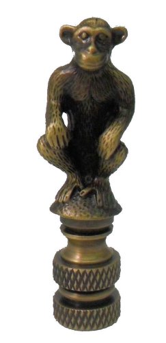 ANTIQUE BRASS MONKEY LAMP SHADE FINIAL