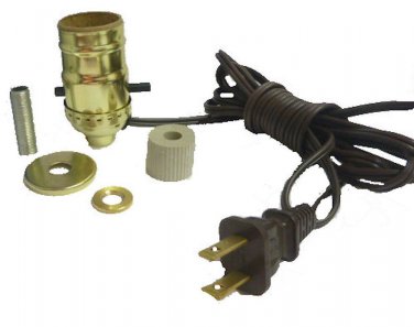 Pre-wired bottle lamp kits/ BROWN CORD    15/16" rubber adapter