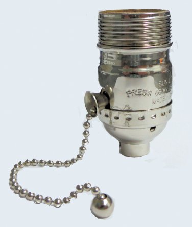 POLISHED NICKEL (SOLID BRASS)  OFF/ON UNO-THREADED PULL-CHAIN SOCKET  TR-425PC