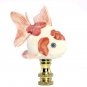 PORCELAIN WHITE AND CORAL GOLDFISH LAMP SHADE FINIAL