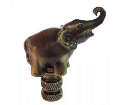 ANTIQUE BRASS ELEPHANT LAMP SHADE FINIAL