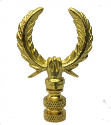 Polished brass open wreath lamp shade finial