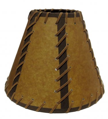 FAUX OILED KRAFT LACED 9" DOUBLE- LACED LAMP SHADE- REG CLIP   OKL-09DL