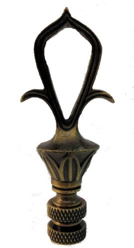 ANTIQUE BRASS REEDED LOOP LAMP SHADE FINIAL