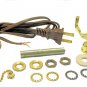 Lot  of 10 lamp kits: 8' BROWN CORD, OFF/ON BROWN PULL-CHAIN SKT, NECK, 9" HARP