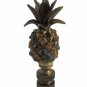 ANTIQUE BRASS PINEAPPLE LAMP SHADE FINIAL W/ AMBER & DARK GREEN GLASS