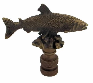 FISH (SALMON) LAMP SHADE FINIAL ANTIQUE BRASS- finial thread