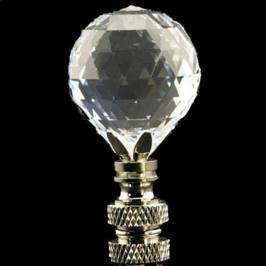 CUT CRYSTAL BALL LAMP SHADE FINIAL WITH NICKEL BASE  FT-37