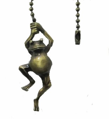 DANCING ANTIQUE BRASS FROG FAN PULL CHAIN